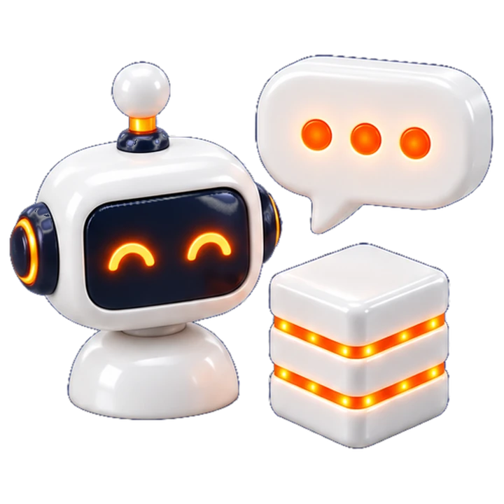 Roboter neben einer Sprechblase und einer Saplo-Box