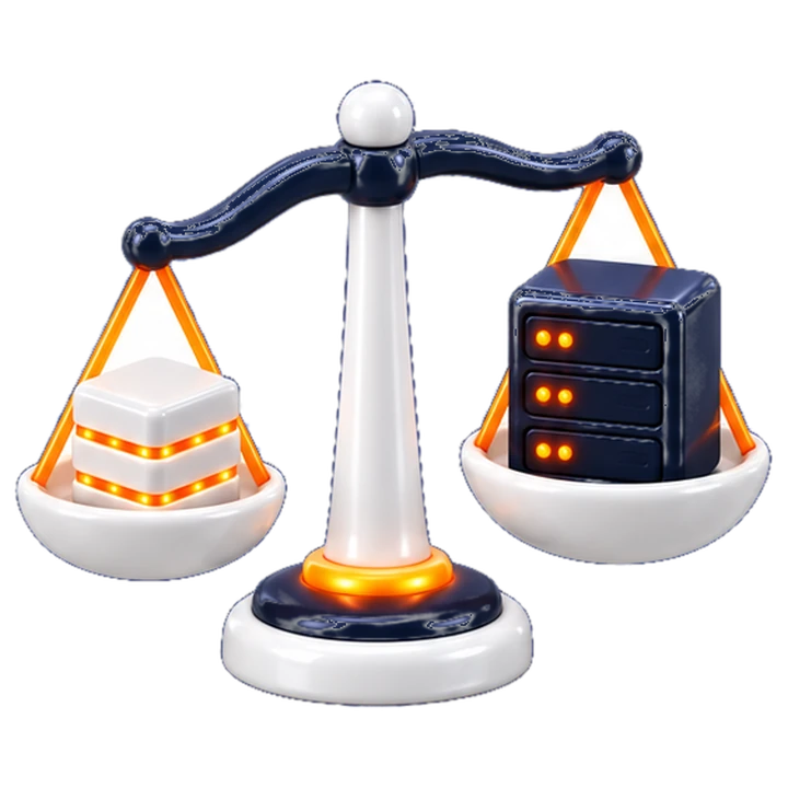 Scales with a Saplo cube and a heavy server