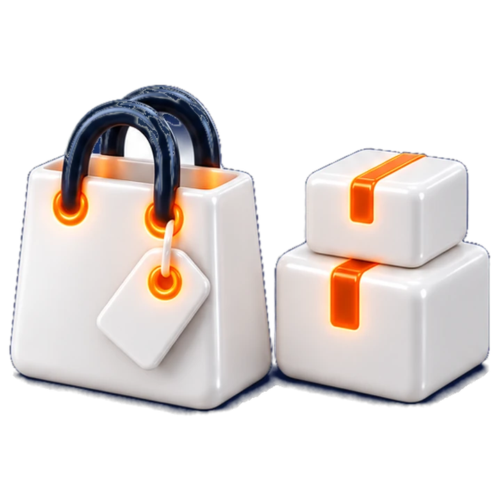 Bag with a tag and a parcel